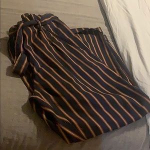 Zara trafaluc navyblue trouser w/ gold/red stripes